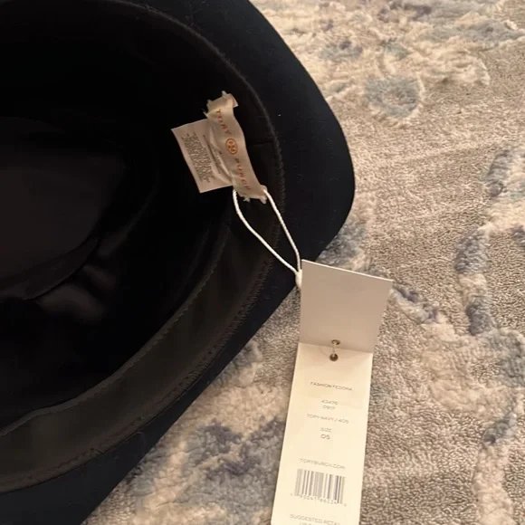 Tory Burch Feather Fedora in Navy Blue ? New Womens Tory Burch Navy 100% Wool Feather Fashion Fedora  main image 2